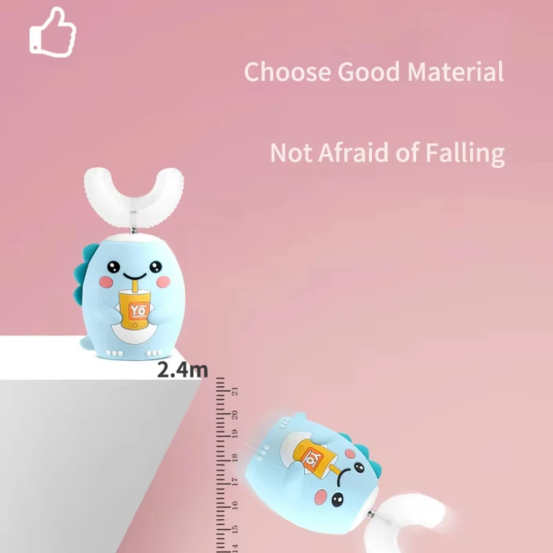 360 °   スマートソニック電動歯ブラシ U 字型充電式子供用子供自動シリコーン歯ブラシタイマーブルーライト IPX7