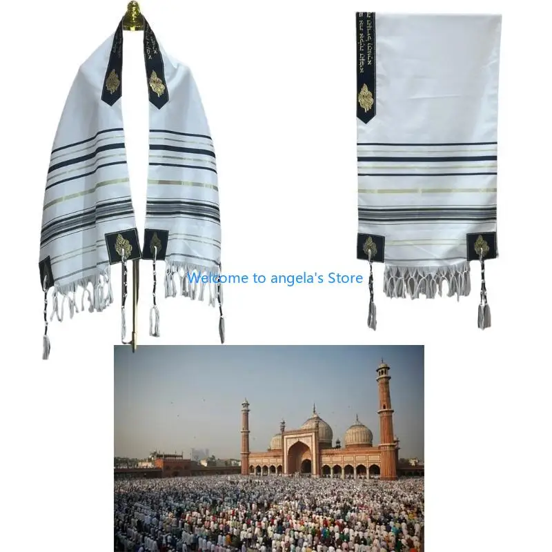 X4YC Pray Turbans for Adult Unisex Islamic Turbans Pray Scarf with Embroidery Pattern