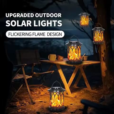 Solar Lantern Outdoor Lights Flickering Flame Lights Hanging Solar Powered Lights For Garden Patio Deck Yard Pathway
