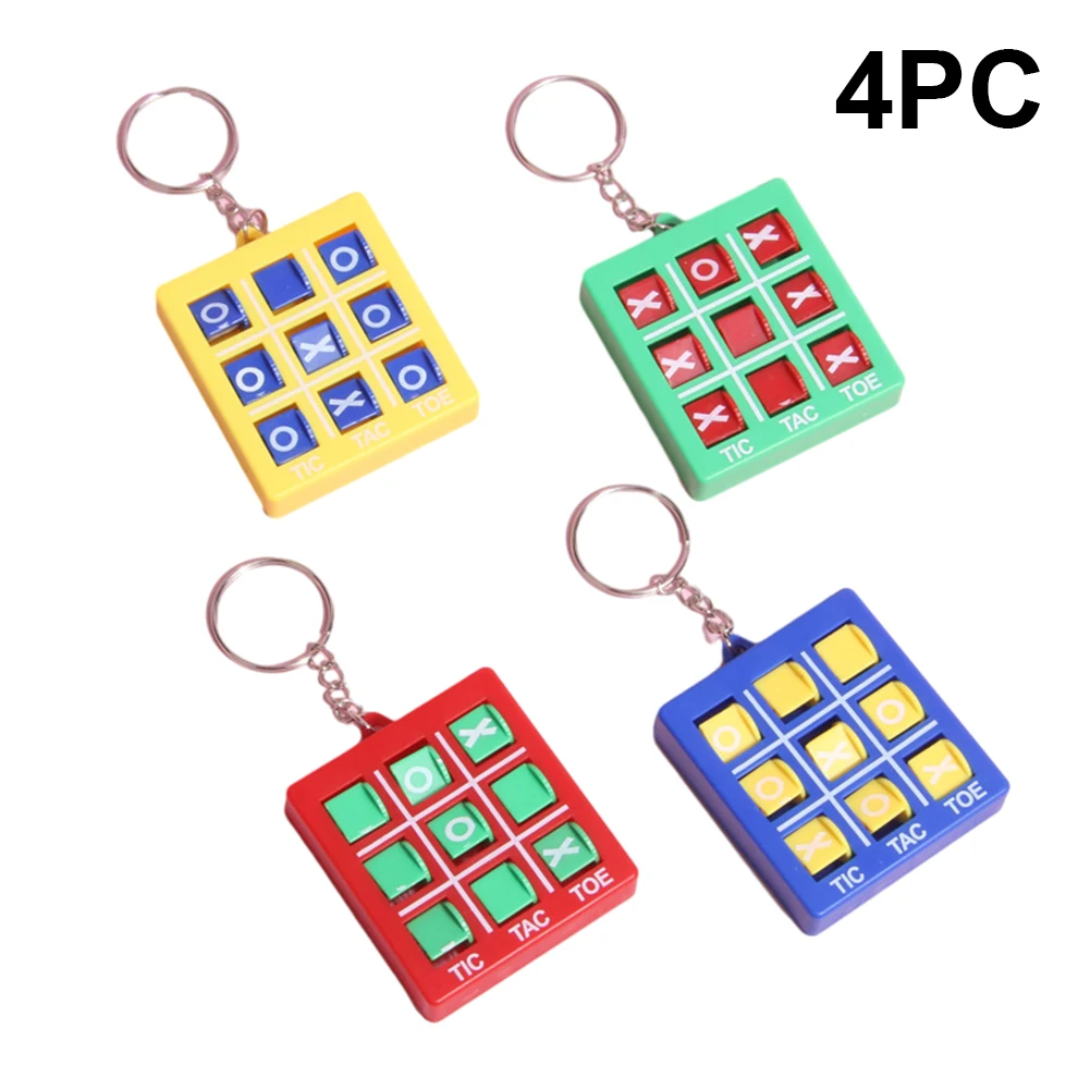 4 unids/set Tic Tac Toe llavero de juego con llavero pequeño juego clásico juguetes coloridos juguetes educativos portátiles para niños
