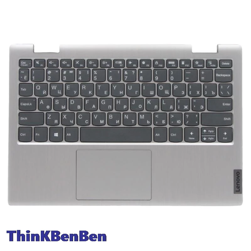 Caixa superior Palmrest Shell Cover, teclado russo platina cinza, RU, Lenovo Ideapad Flex 3, 11, 11IGL05, 11AGL05, 5CB0X56507