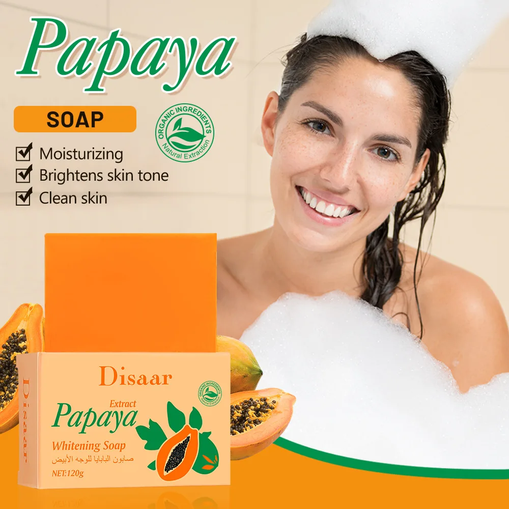 1pcs Papaya Whitening Deep Exfoliator Papaya Brightening Exfoliating Peeling Soap Whitening Exfoliating Deep Cleansing Face