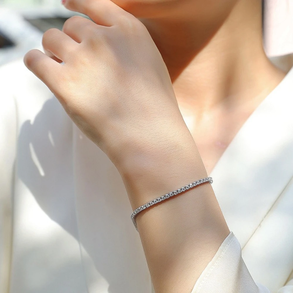 Factory Price  S925 Sterling Silver 3-5m D Color VVS1 Moissanite Diamond Tennis Bracet for Men Women with Certificate - view 6