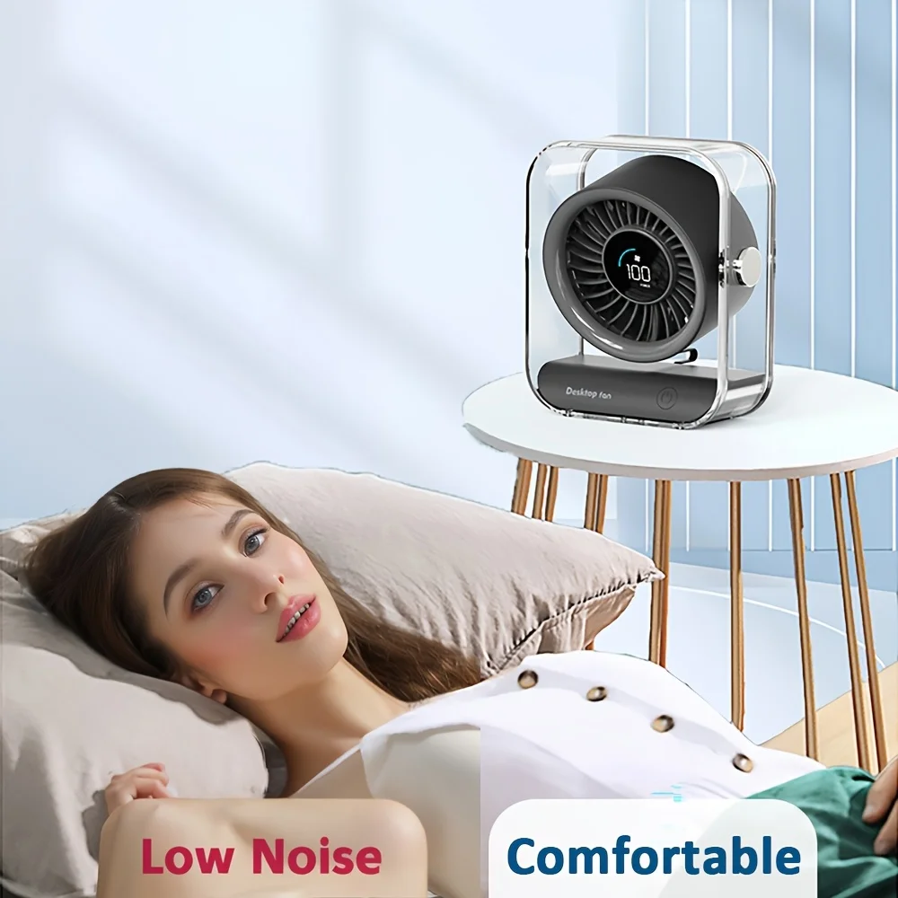 مروحة سطح مكتب جديدة تعمل بمنفذ USB في شاشة LED رقمية يمكن أن تدور لأعلى ولأسفل بمقدار 30 عامًا ° للاستخدام في المكتب وغرفة النوم المكتبية #5