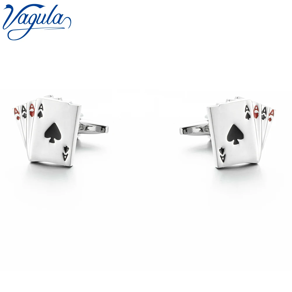 VAGULA Cuff links French Shirt Square Button Bonito Gemelos Top Luxury Brand Enamel Poker Design Cufflinks 258