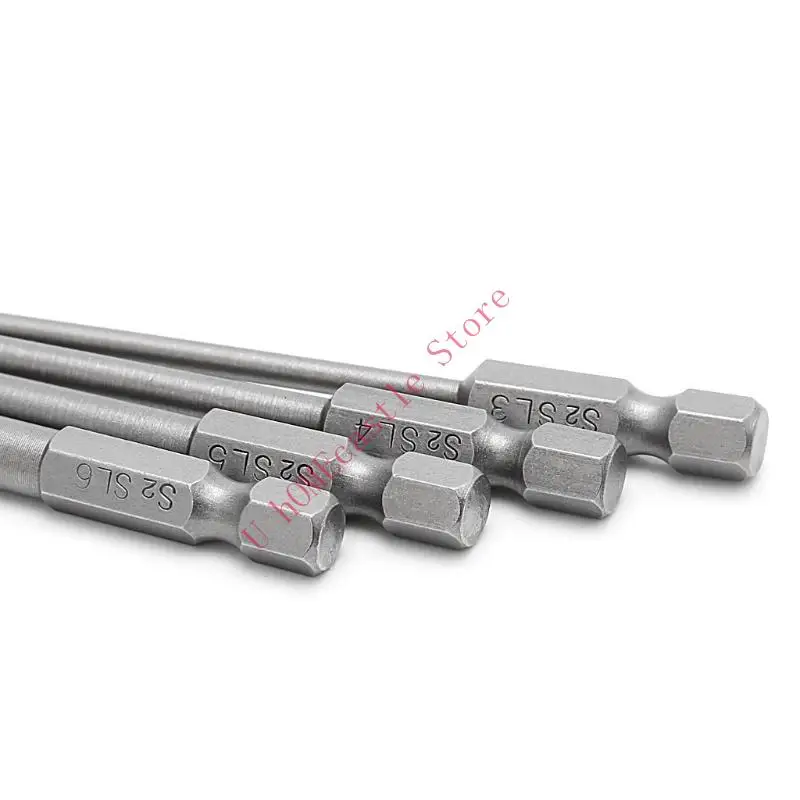 63HF 4Pcs 100mm Slotted Screwdriver Bit 3mm-6mm Flat for Head 1/4