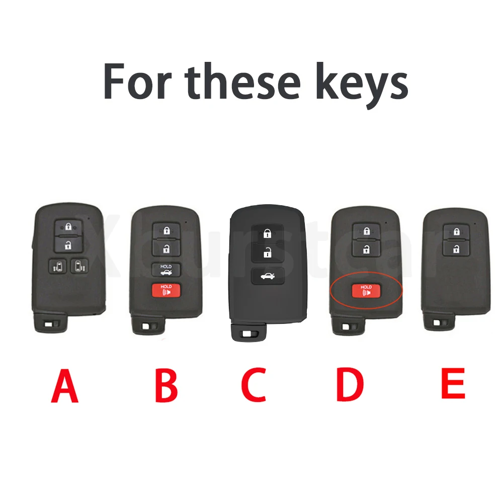 2 3 4 Buttons Silver Edge TPU Smart Keyless Holder Protector Car Key Cover Case Bag Shell for Toyota Camry RAV4 Avalon Auris