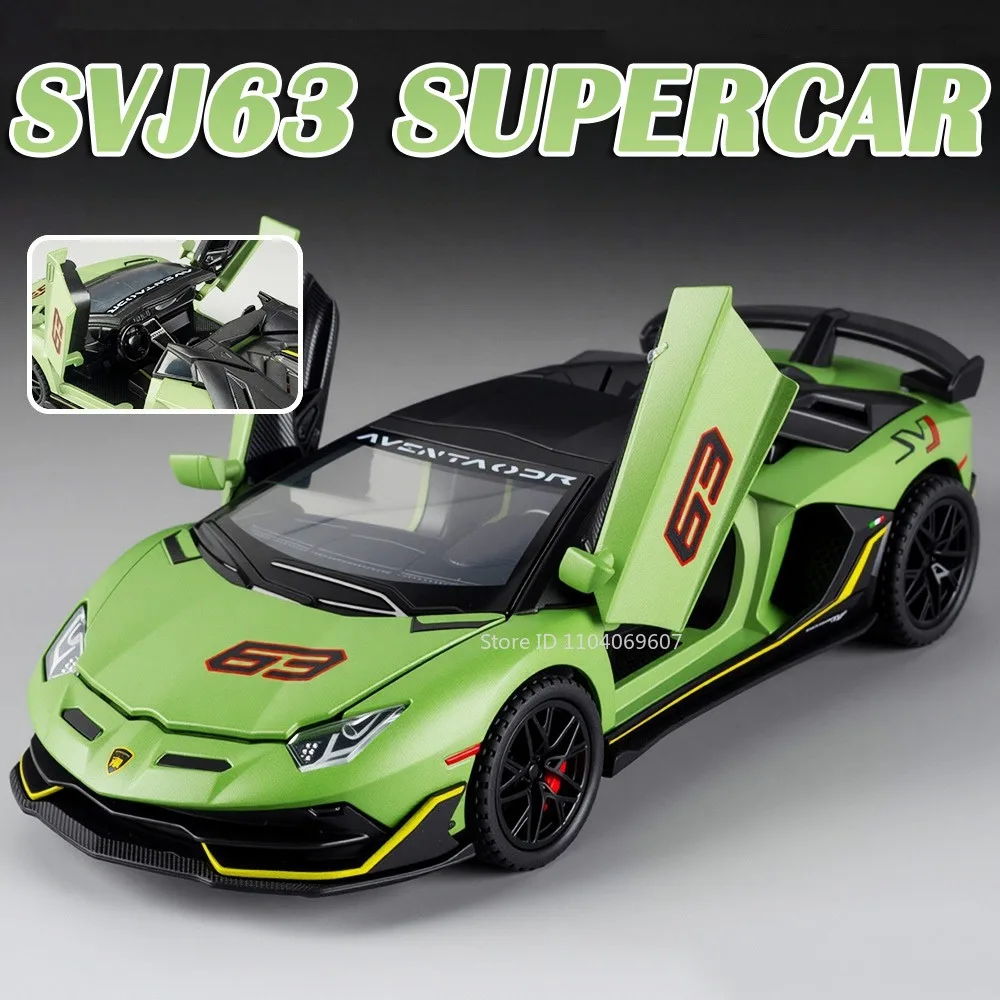 1:32 SVJ63 LP770 نماذج لعبة سيارة رياضية مصغرة سبيكة دييكاست الصوت ضوء الأبواب مفتوحة التراجع هدايا عيد ميلاد للأطفال