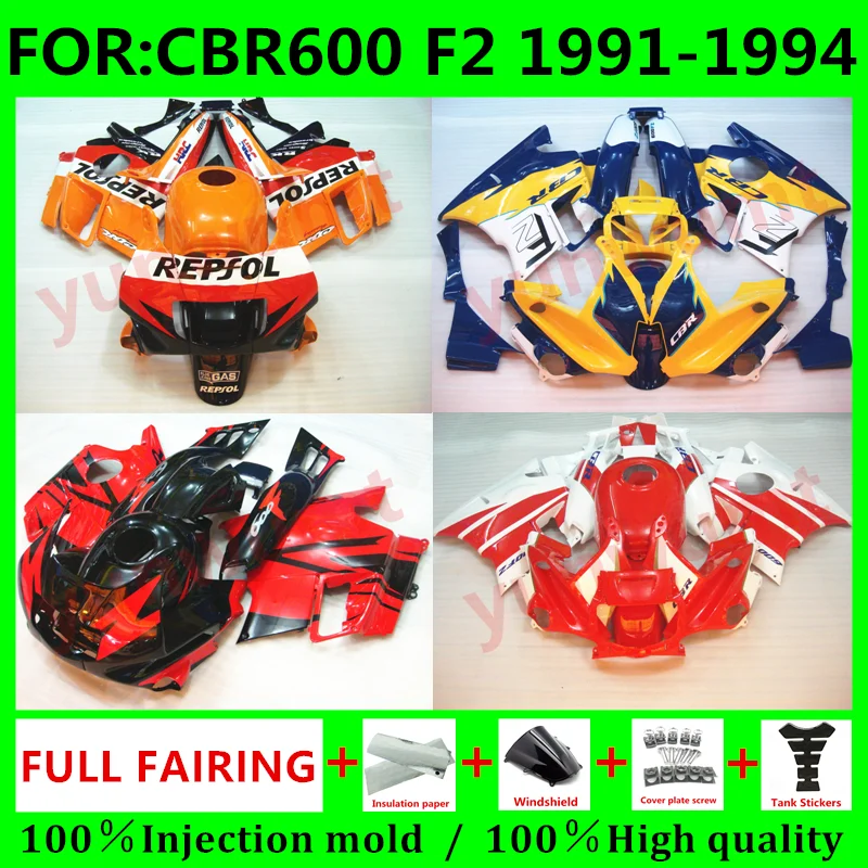 New ABS Motorcycle Whole Fairings Kit fit for CBR600 F2 CBR600F2 91 92 93 CBR 600 1991 1992 1993 1994 bodywork full fairing kits