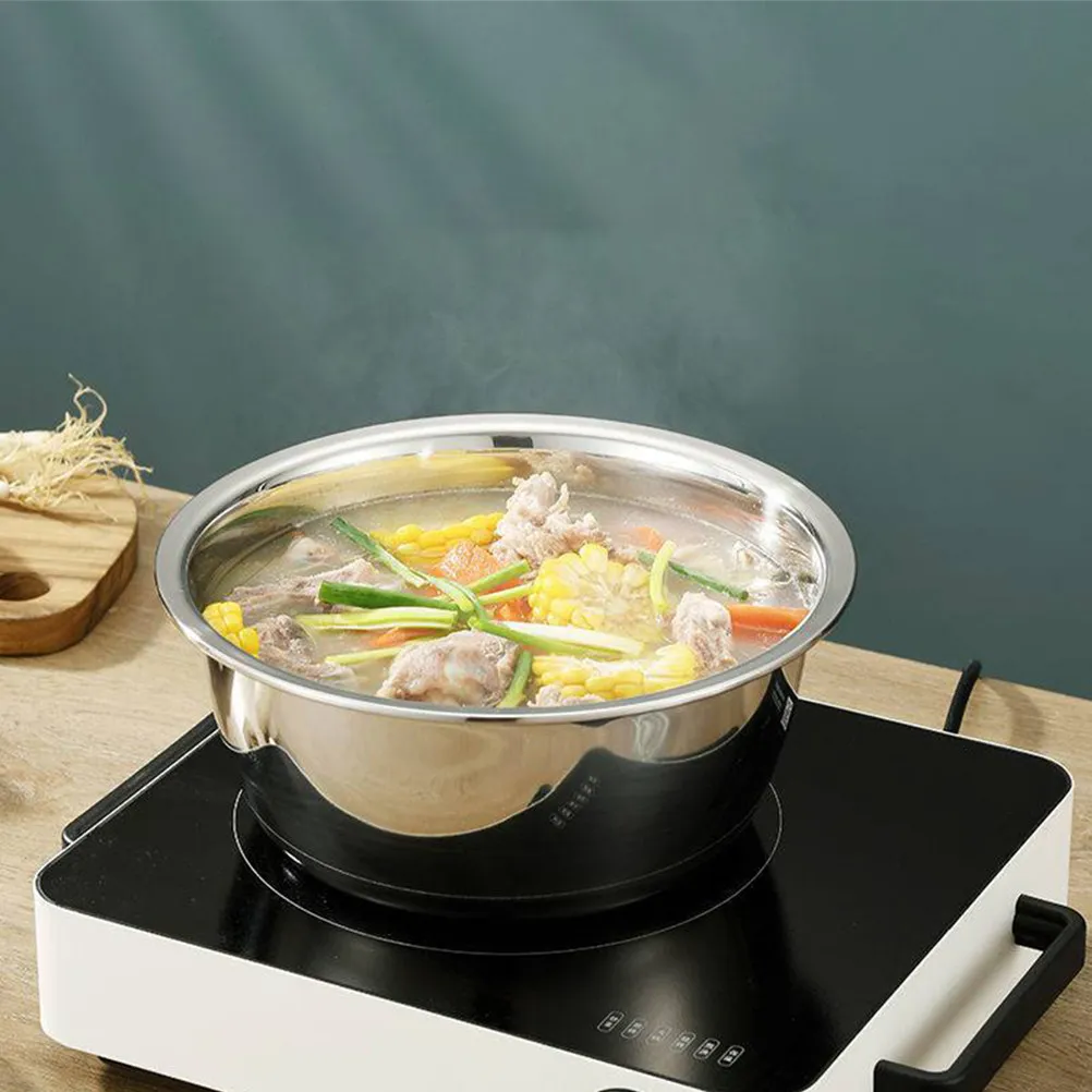 Deep Stainless Steel Basin Multi-Function Cooking Mixing Bowl for Dough Salad Soup Food Container Kitchen Use Food Cooking Basin