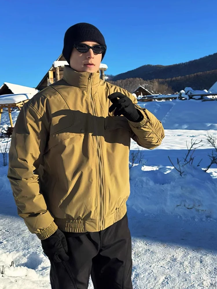 سترة طيران قطنية على الطراز الأمريكي للرجال، معطف طيران شتوي عالي الجودة ذو ياقة قصيرة، مقاوم للرياح ودافئ للارتداء الخارجي.