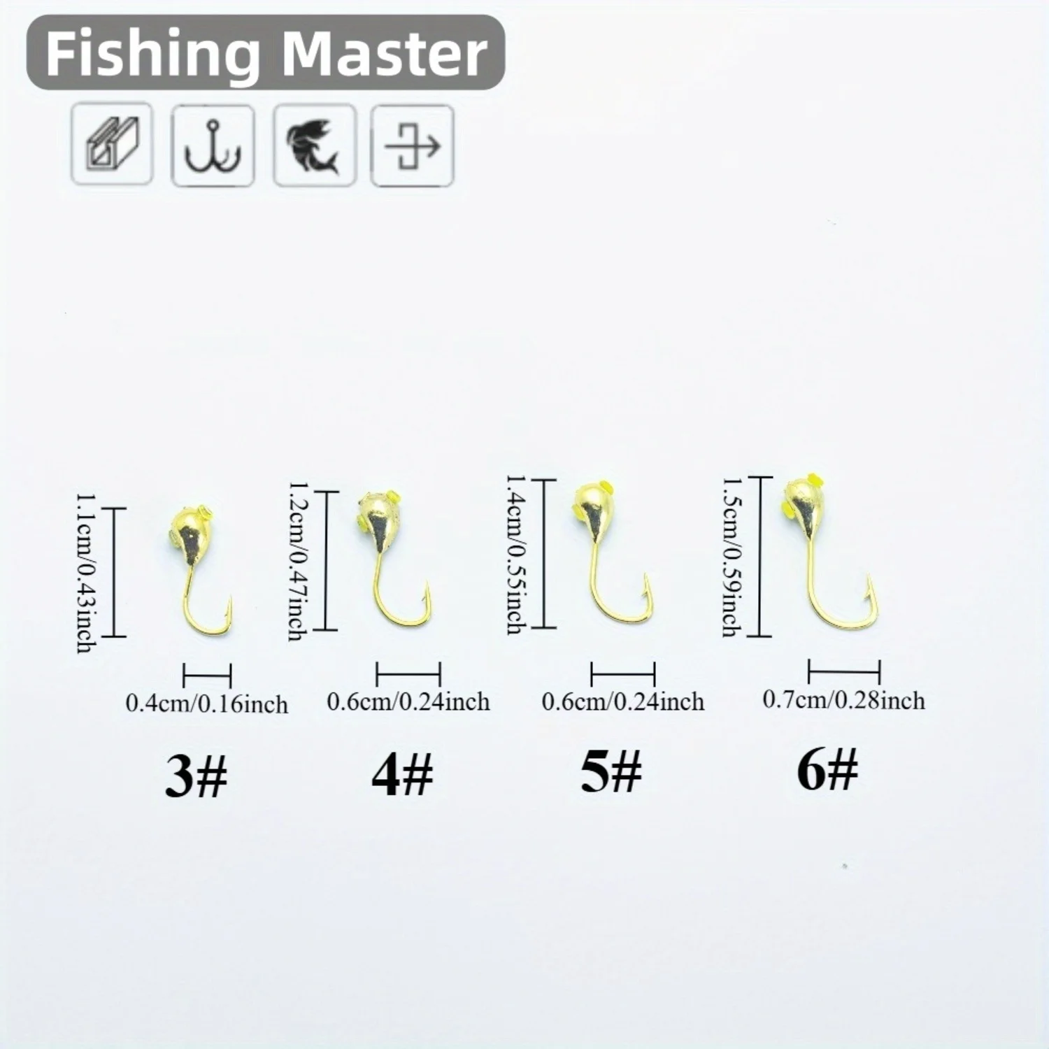 20er-Pack Premium-Angelhaken aus Kohlenstoffstahl – 45 ° Widerhaken, goldene Angelhaken, geeignet für Süßwasser- und Salzwasserfischen – Detail 3
