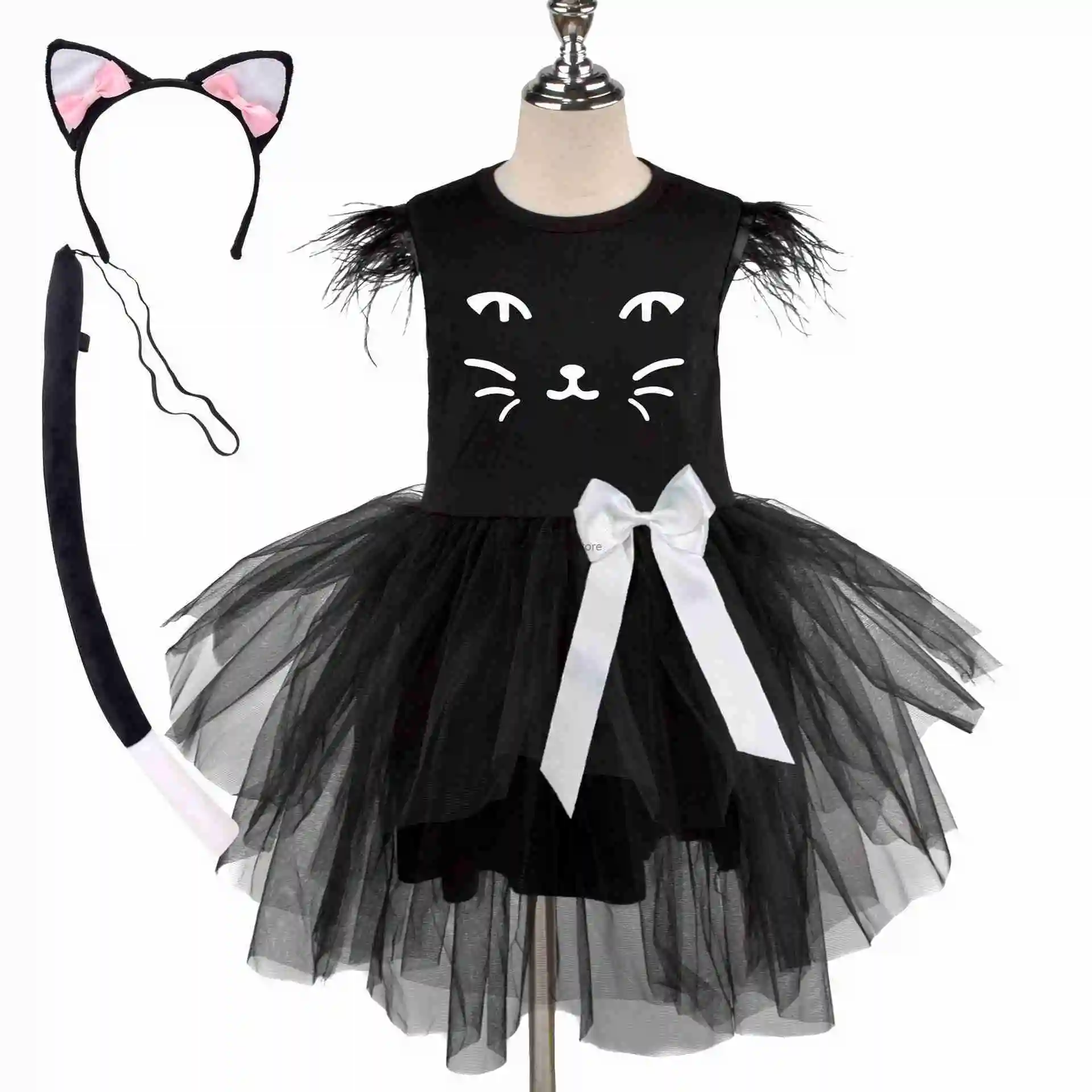 

Girl Cat Dress New Girls' Cat Dress Halloween Party Costume Cosplay Costume Children's Day Performance Costume