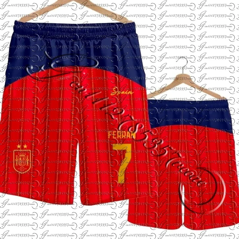 2026 Spanien Team Uniform Yamal Fußball Fan Uniform Schnelltrocknende Kurze Hosen Herren Freizeithosen Sporthosen Familien-Kinder-T-Shirts 3D – Detail 12