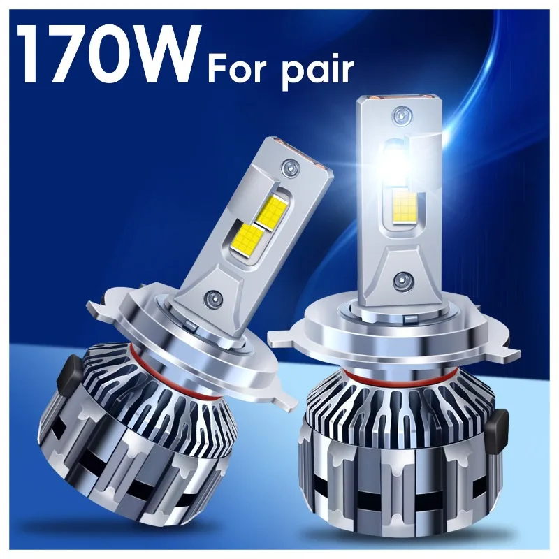 New Dual Copper Tube 85W High Power Car LED Headlight Super Bright H7 H1 Laser H11 Car Light 9005 H13 Bulb 1 Pair/170W 6000k