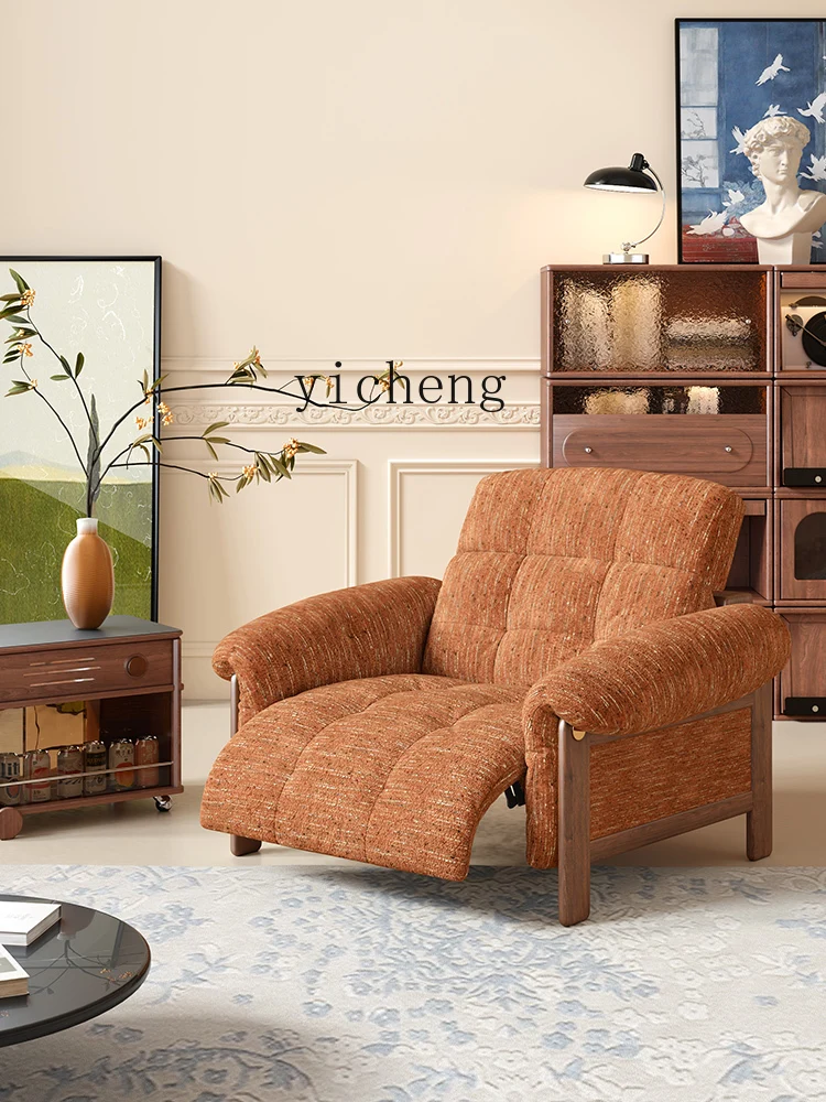 

LSL Sofa Pure North American Black Walnut Wood Vintage Style Functional Sofa Chair Adjustable Sofa