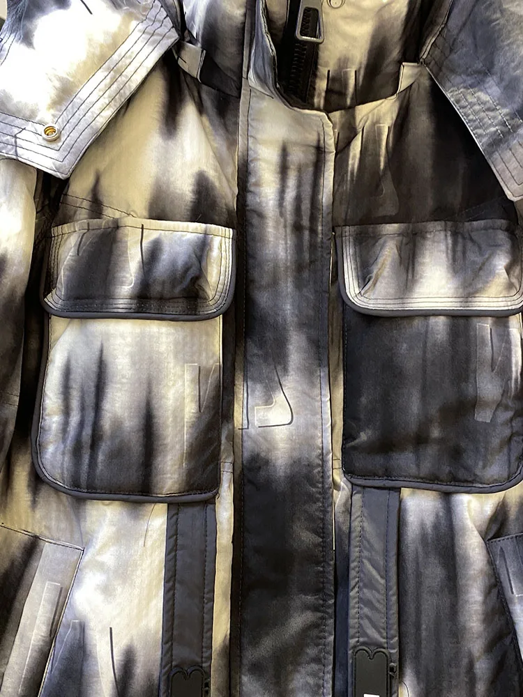 Design Sense Lange Daunenjacke für Damen 2025, Winter, neuer Stil, locker, dick, über dem Knie, Kontrastfarbe, trendige Markenjacke