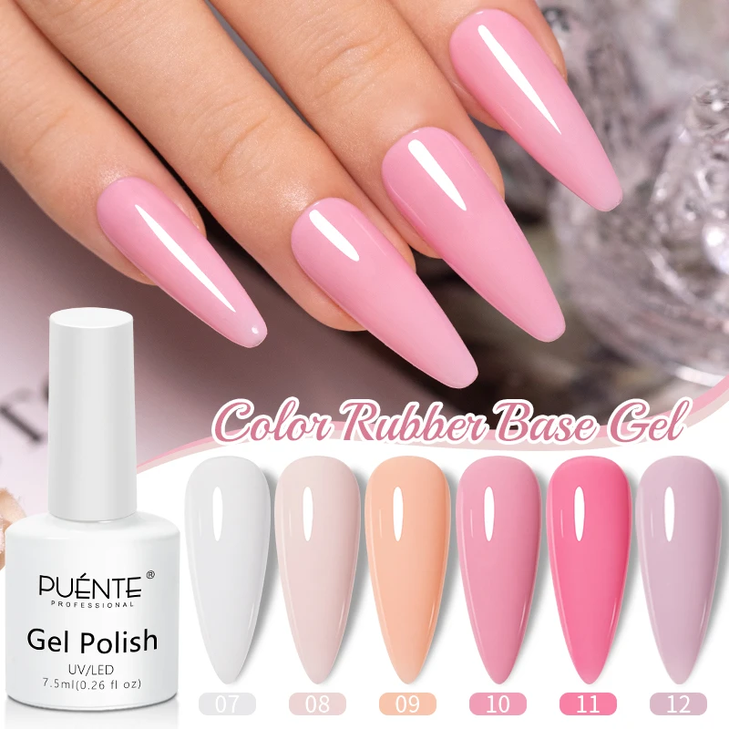 

PUENTE Color Rubber Base Gel Nail Polish 7.5ML Nude Pink Color Gel Polish Base Coat Soak Off Semi-Permanent Varnish For Manicure