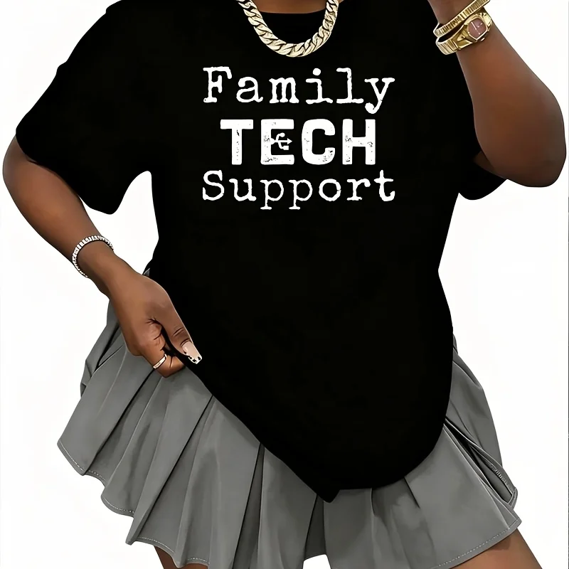 Family Tech Support Funny Phone Problems Sarcastic Women's 100% Cotton T-Shirt Fun Print Short Sleeve Top Casual Round Neck Tee S-5Xl