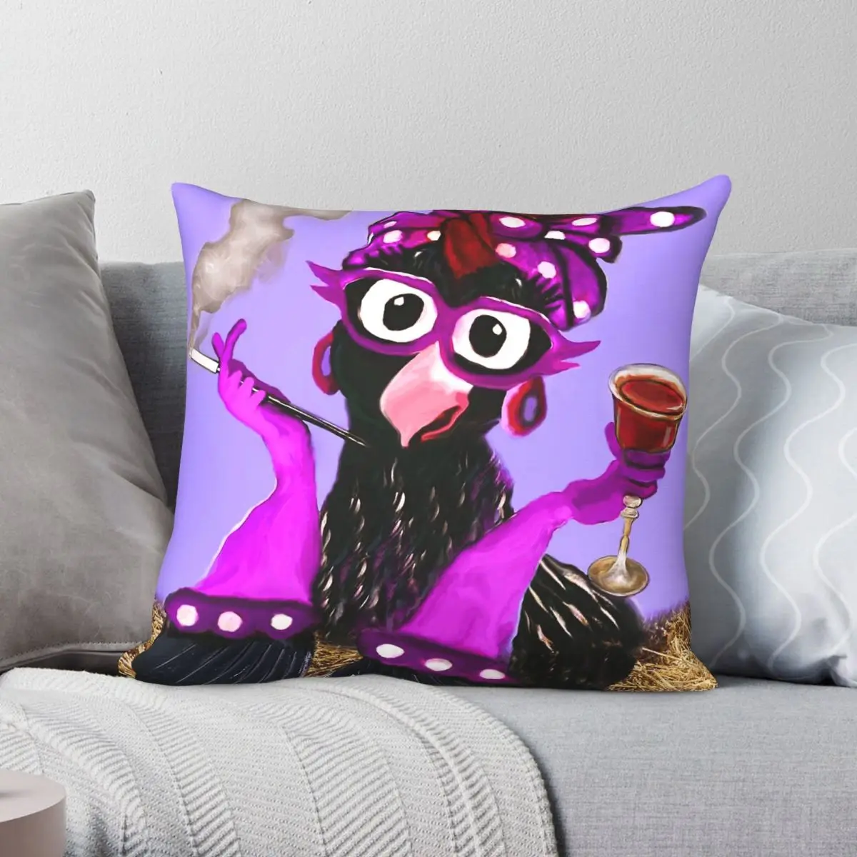 Chic Chick Relax Pillowcase Polyester Linen Velvet Pattern Zip Decorative Sofa Seater Cushion Cover