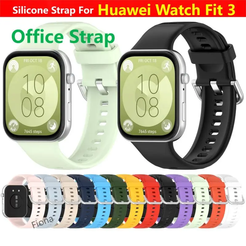 Original Silicone Strap For Huawei Watch Fit 3 Smart Watch Replacement Wristband Sport Bracelet Wrist Band Fit3 Belt Case