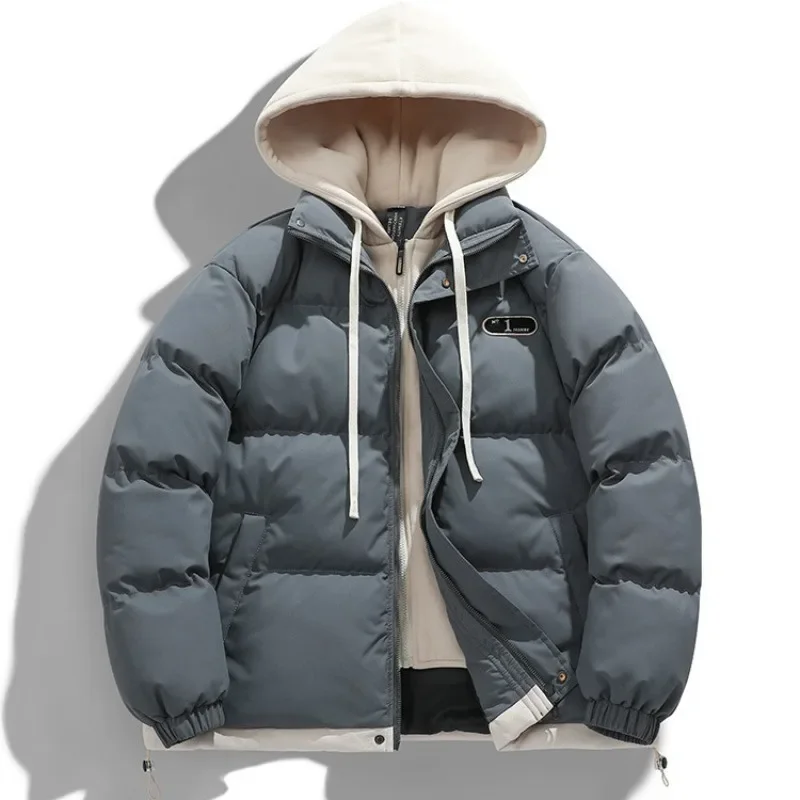 Jaket bertudung untuk pria, mantel gelembung tebal hangat warna-warni, jaket musim dingin 2023, pakaian jalanan Hip Hop, Parka hitam Korea, jaket Puffer