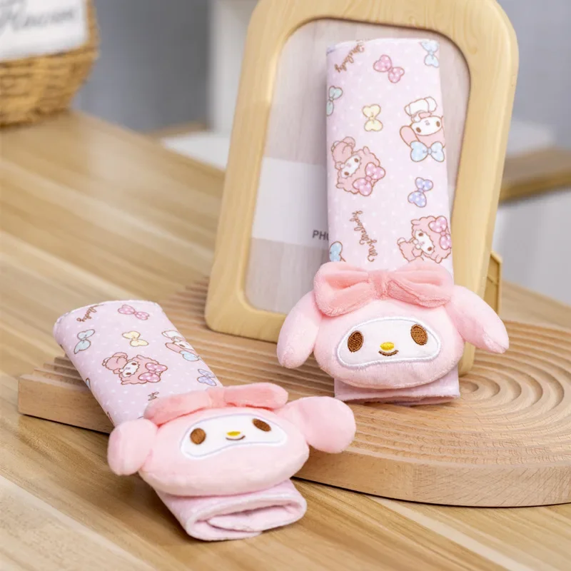 

2025 Sanrio Car Seat Belt Cover Cinnamonroll Kuromi My Melody Cartoon Seat Belt Cover Kawaii Car Decoration Parts