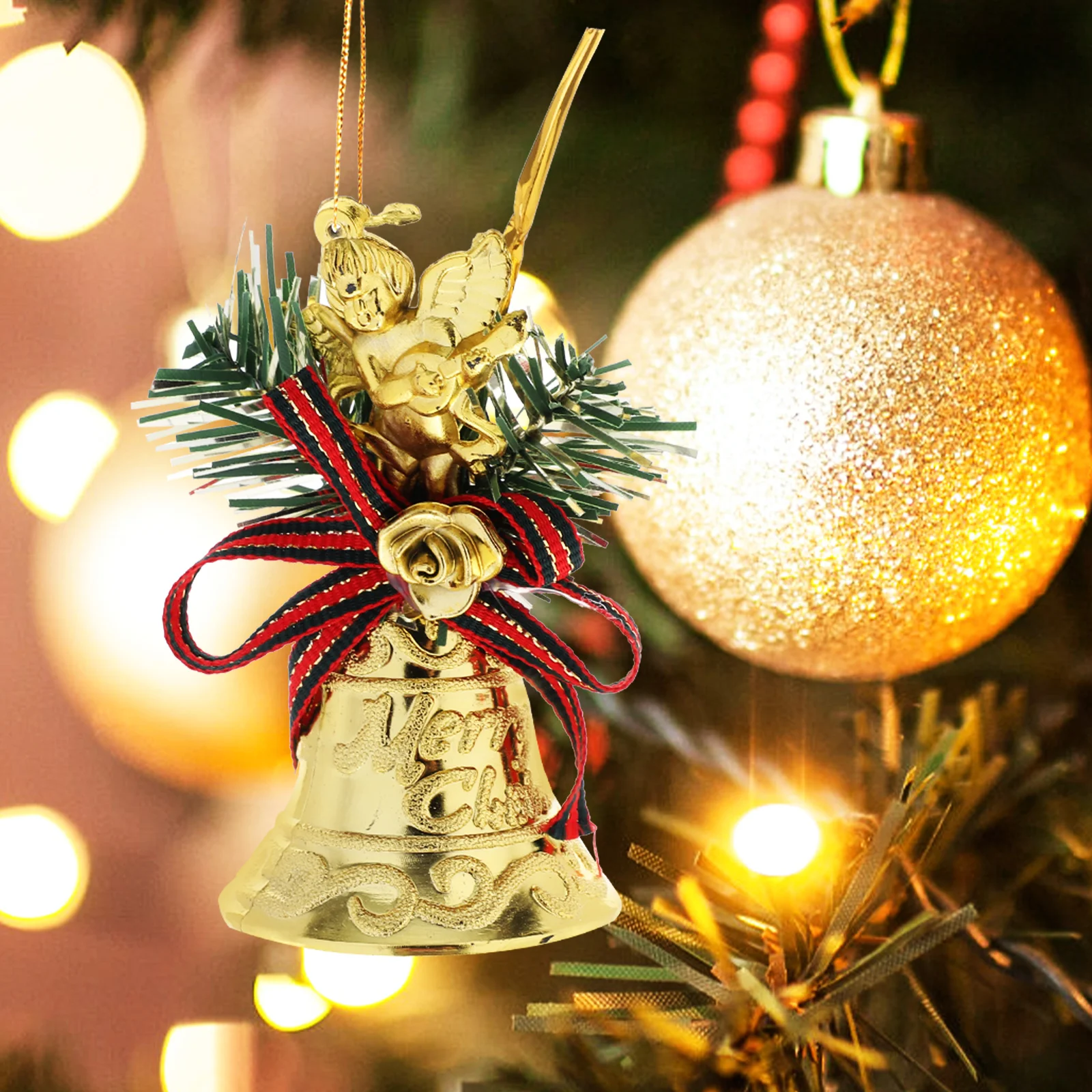 

6pcs Xmas Bell Hanging Ornaments Christmas Tree Decor Festive Party Decorations Plastic Hanging Bells for Indoor Outdoor Use