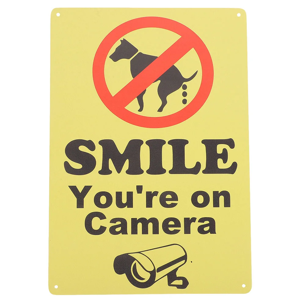 Retro Iron Wall Sign No Peeing Warning Dog Walking Signs Camera Smile You're for Yard Park Warm Tip