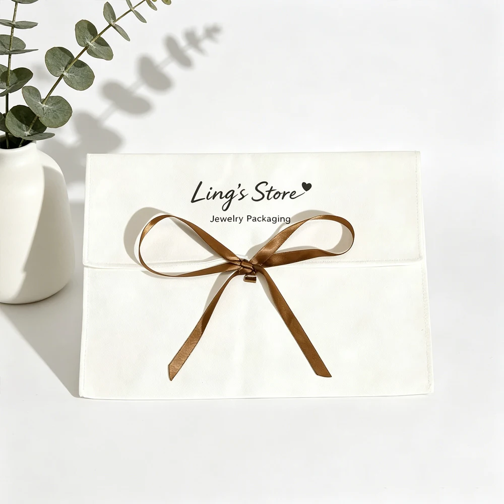 50/100 Stück Großpackung Personalisierte Logo-Twill-Baumwoll-Schmuckverpackungsbeutel Hochzeitsgeschenk-Beutel Musselin-Haartasche Kosmetiktasche – Detail 5