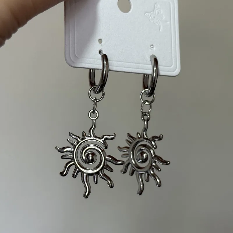 Spiral Snail Shaped Stainless Steel Pendant Earrings Fashionable Jewelry Accessory