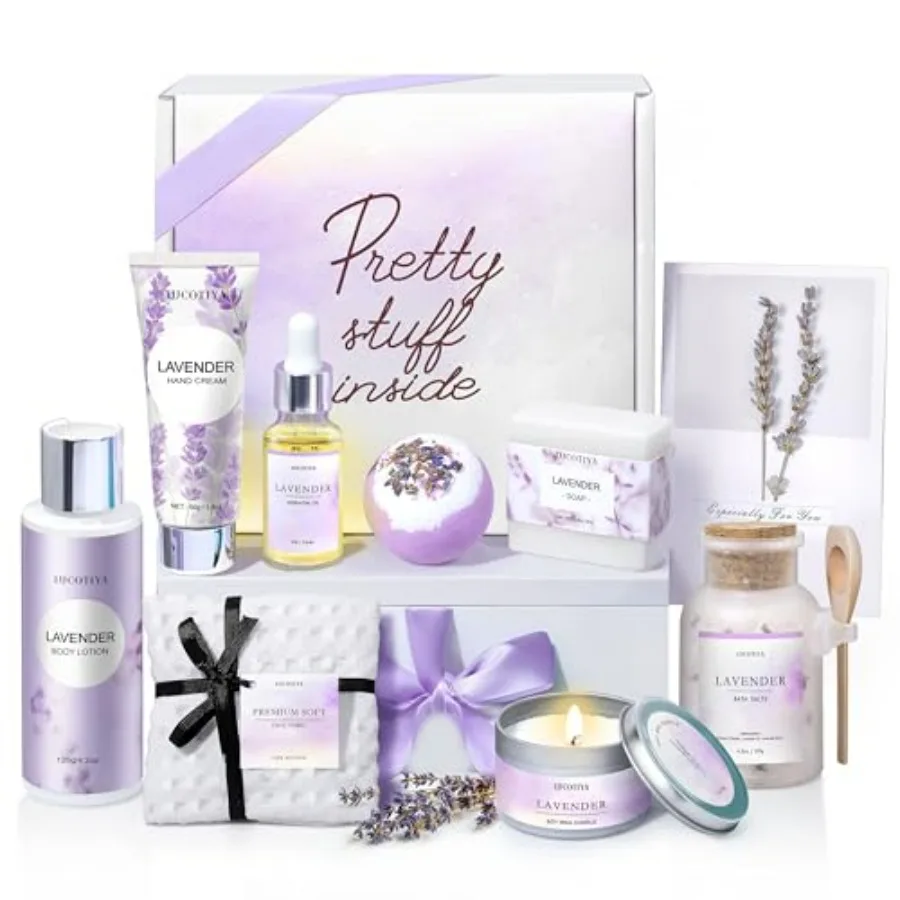 

Mothers Day for Women Baskets for Women Christmas Lavender Bath and Body Sets Relaxing Self Care Get Well Gift for Mom Her Girl