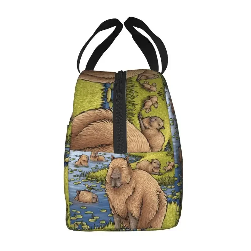 Sac à lunch capybara pour hommes et femmes, animal mignon, glacière chaude, boîte isotherme pour enfants, travail scolaire, pique-nique, sacs fourre-tout