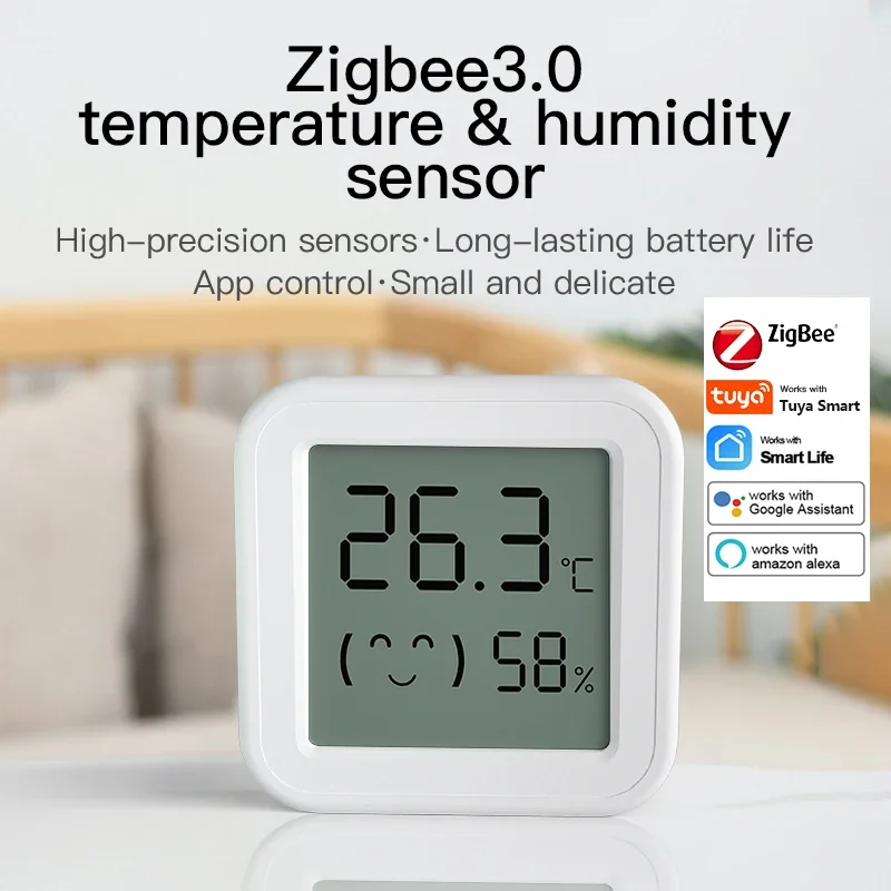 Tuya Zigbee3.0 Hygrometer Indoor Room Electronic Temperature Humidity Meter Sensor Gauge Weather Station For Home