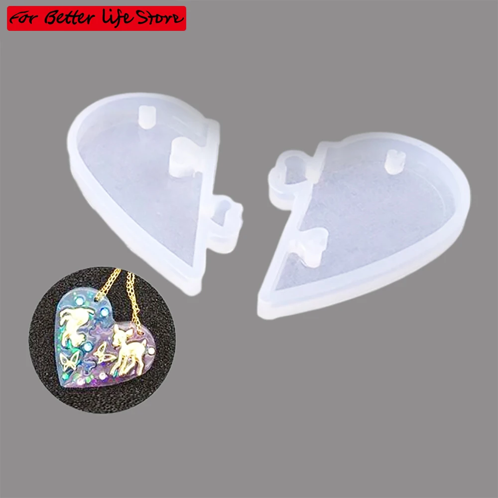 1piece Silicone Love Locks For Lovers Pendant Mold DIY Epoxy Resin Mould Jewelry Tools Crystal Soft Easy Film Removal Odorless