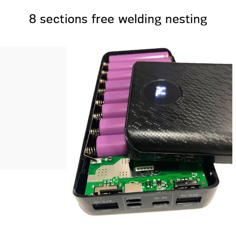 8x18650 Digital Display Power Bank Battery Box Portable DIY Kit Mobile Battery Charger Box Mobile Phone Charger Shell for Iphone