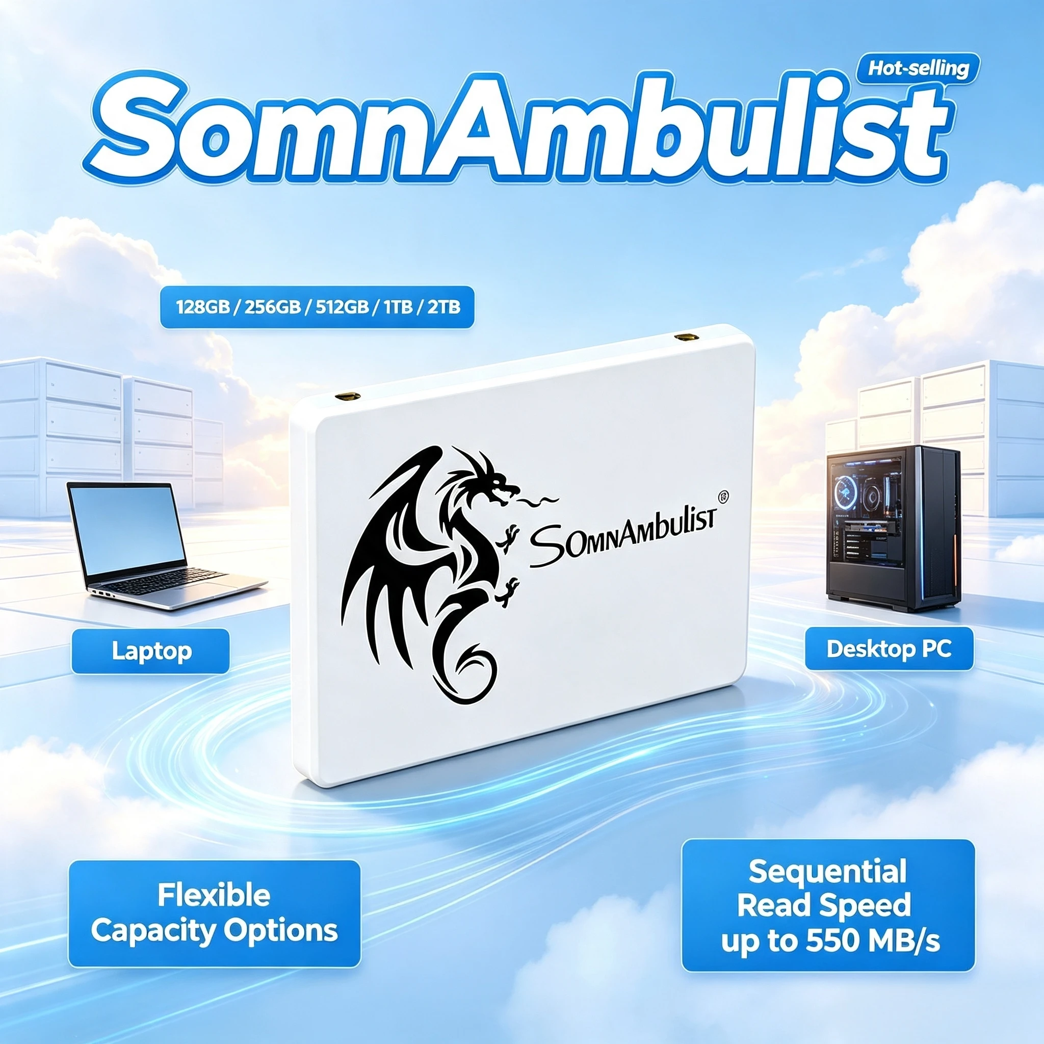 NEW SomnAmbulist 25 Inch SATA3 Internal SSD 120GB 128GB 240GB 256GB 480GB 512GB Solid State Drive for Laptop Desktop Computer