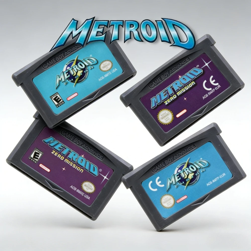 Cartouche de jeu vidéo 32 bits de la série Metroid pour GBA, Fusion Zero Mission pour GBA NDS, version USA EUR