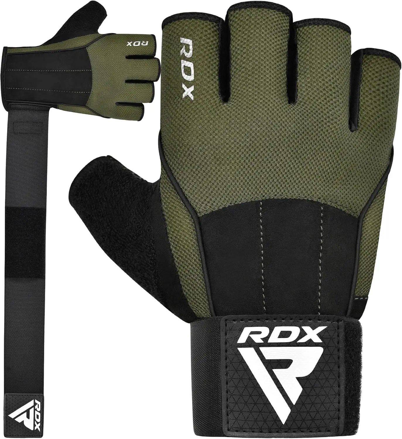 RDX Workout Gloves, 15-Inch Long Support Strap Anti Slip Palm Protection with 3 Wrist Alignment Plates, Powerlifting Deadlifting