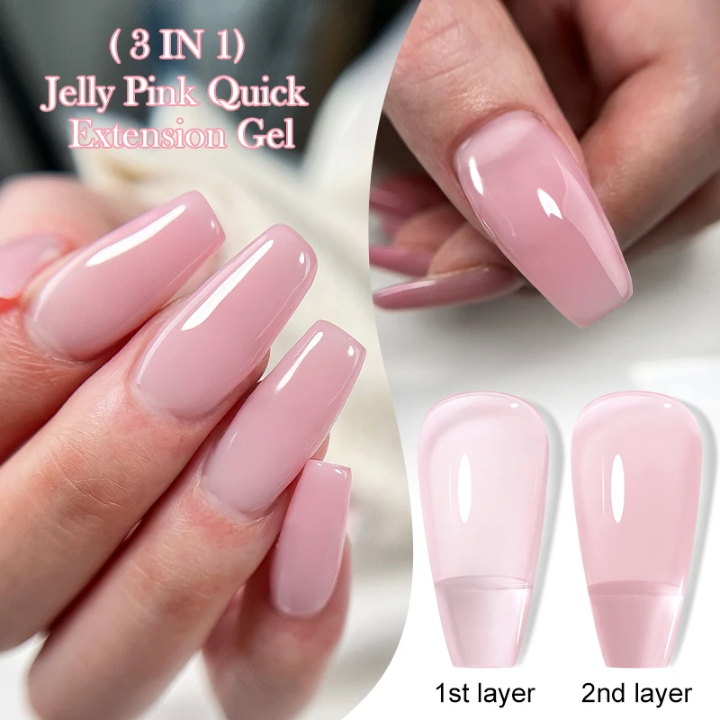 LILYCUTE 7ML Jelly Pink Quick Extension Nail Gel Transparent Nude Pink Vernis Semi Permanent UV Gel Nail Polish Construction Gel