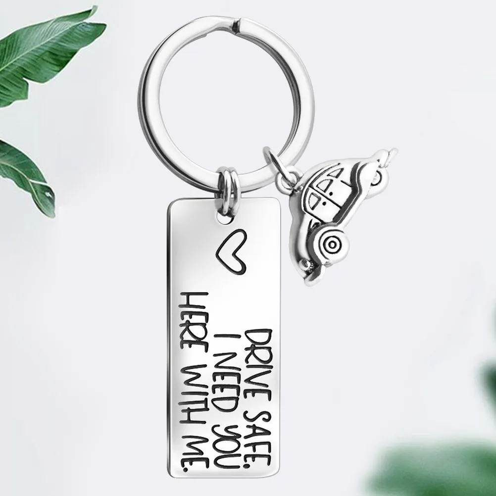1Pcs Car Key Chain Stainless Steel Safe Driving Pendant for Keys Decorative Keyring Ornament Gift for Father Boyfriend