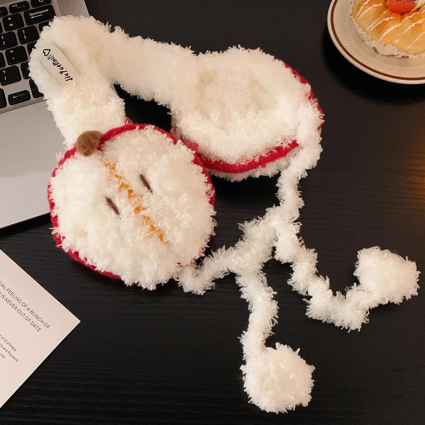 Accessorio alla moda Studenti Paraorecchie in peluche a forma di mela carina Donna Autunno e inverno Fascia calda e lavorata a maglia con nastri