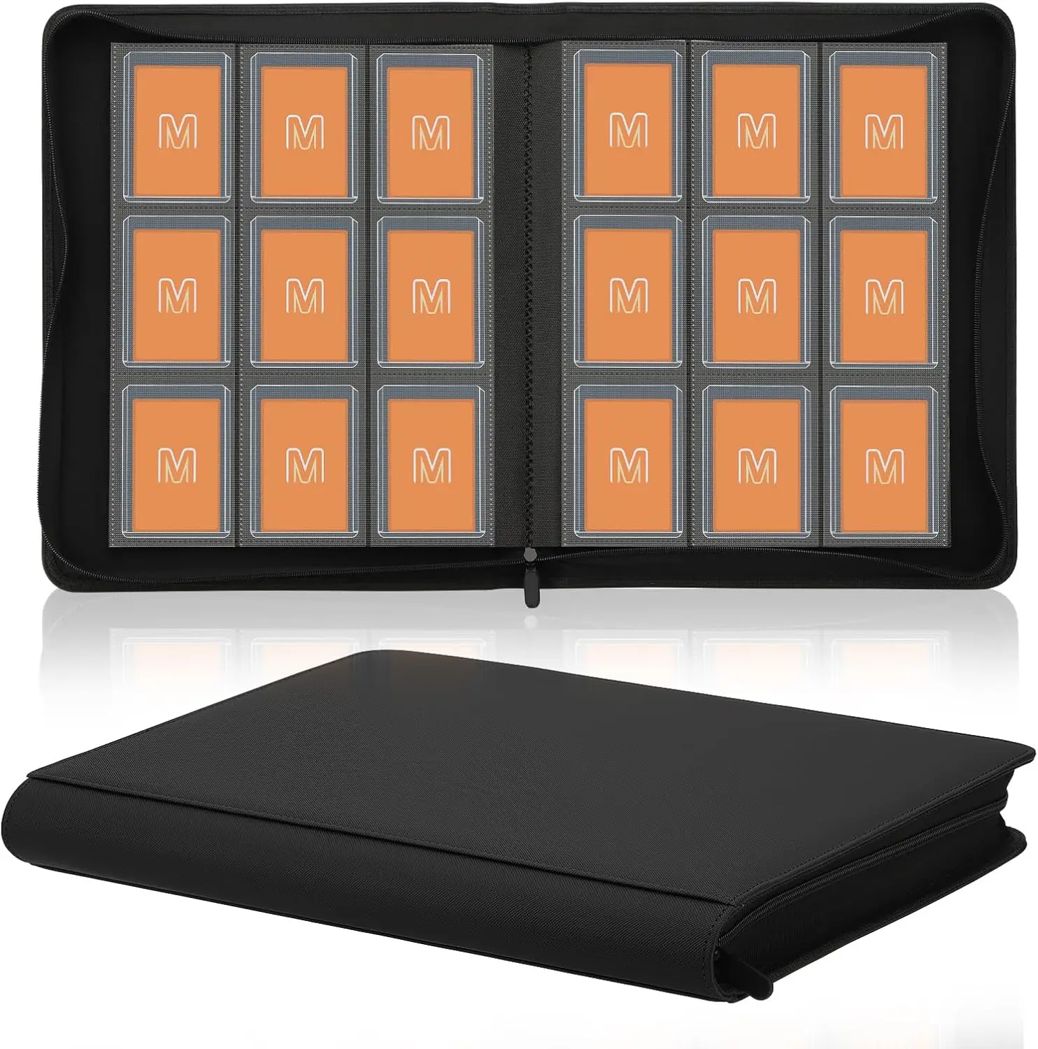 

Trading Card Binder Holds 288 Cards with 9-Pocket Toploader Sleeves for 3x4 Rigid Cases