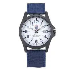 Mens Quartz Wristwatches With Date Fashion Trend Canvas Strap Sports Analog Watch Daily Outdoor Hiking Camping Fishing Watches