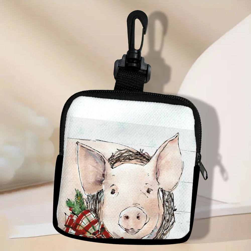 

Cow And Pig Coin Purse Card Wallet Portable Girls Multifunctional Storage Bag Keyring Hanging Bag Decoration 2.28