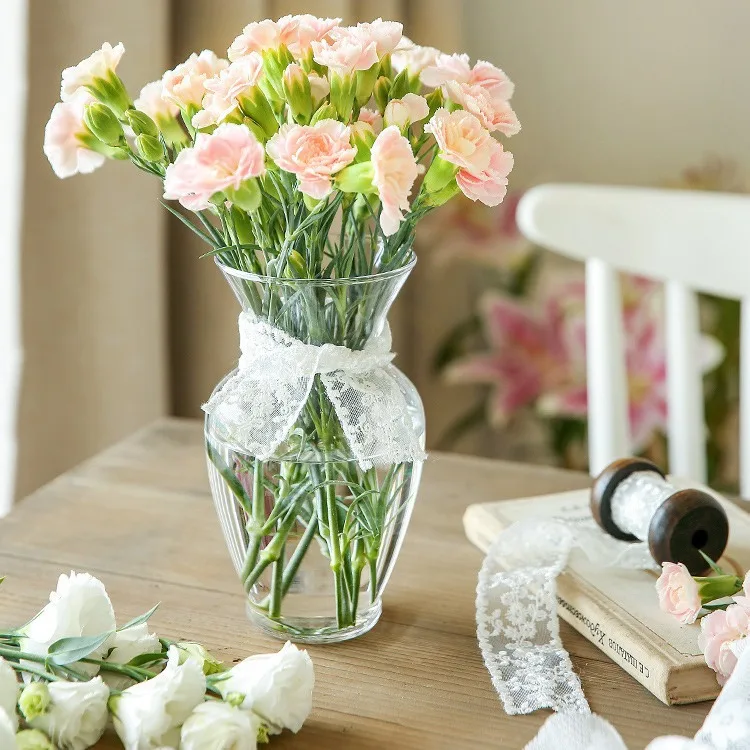 Nordic Glass Transparent Vase Living Room Desktop Flower Arrangement Fresh Flowers Water Nourishing Creative Horn Mouth