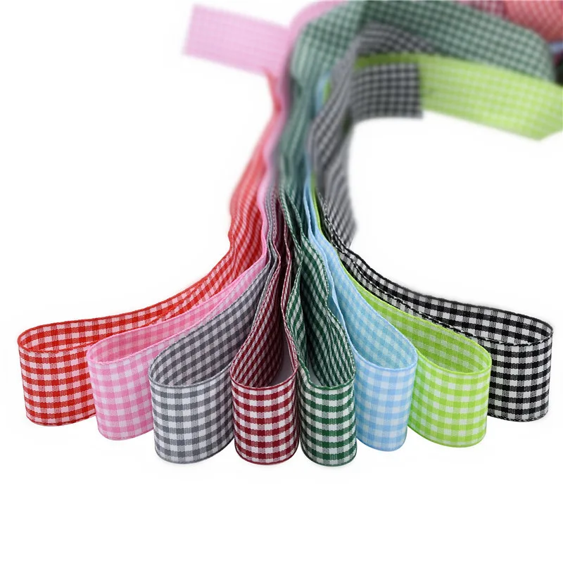 Polyester Woven Edge Gingham Ribbon, Picnic Craft Ribbonfor Crafts, Hair Accessories, Christmas Gift Wrapping