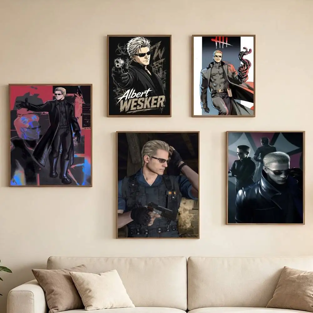 Resident Evil-L Albert Wesker Poster High Quality Dorm Living Room Aesthetic Wall Decoration Painting Stickers Gift