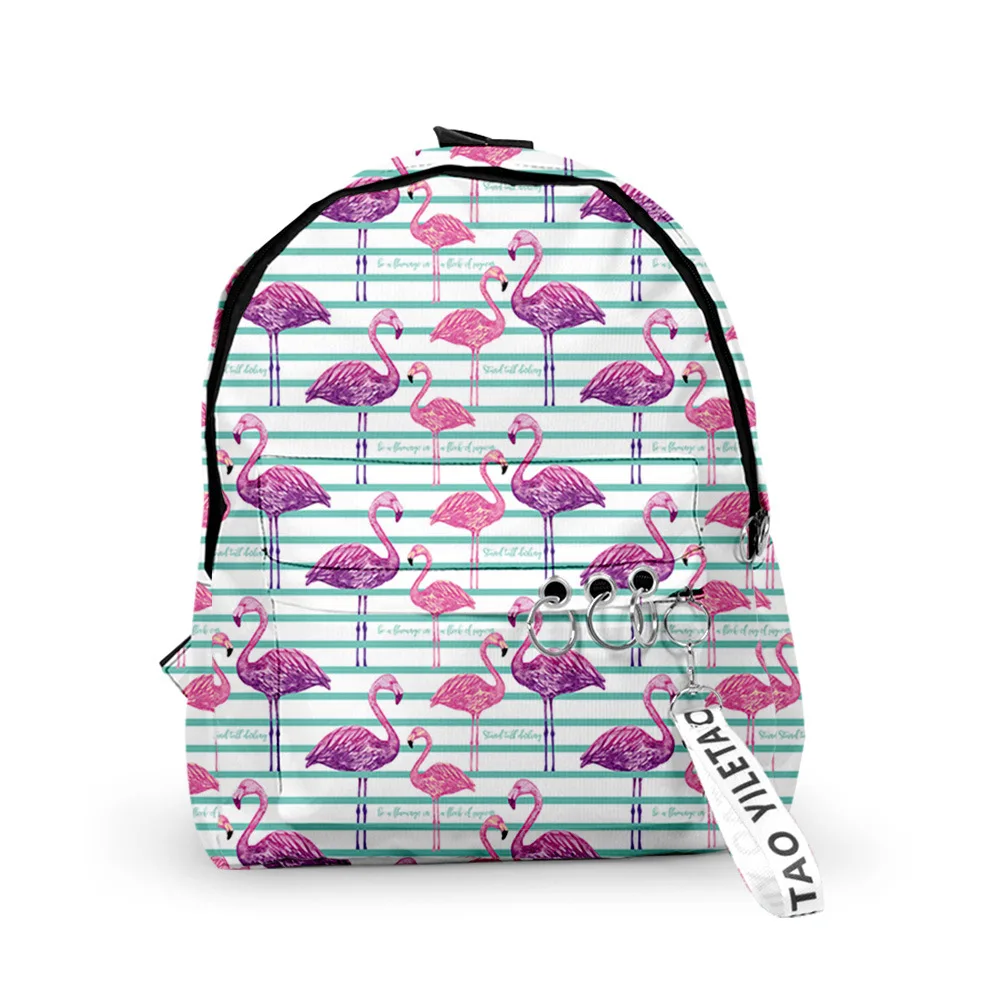 

Luxury Novelty Cool Flamingo Backpacks Boys/Girls pupil School Bags 3D Print Keychains Oxford Waterproof Cute Small Backpacks