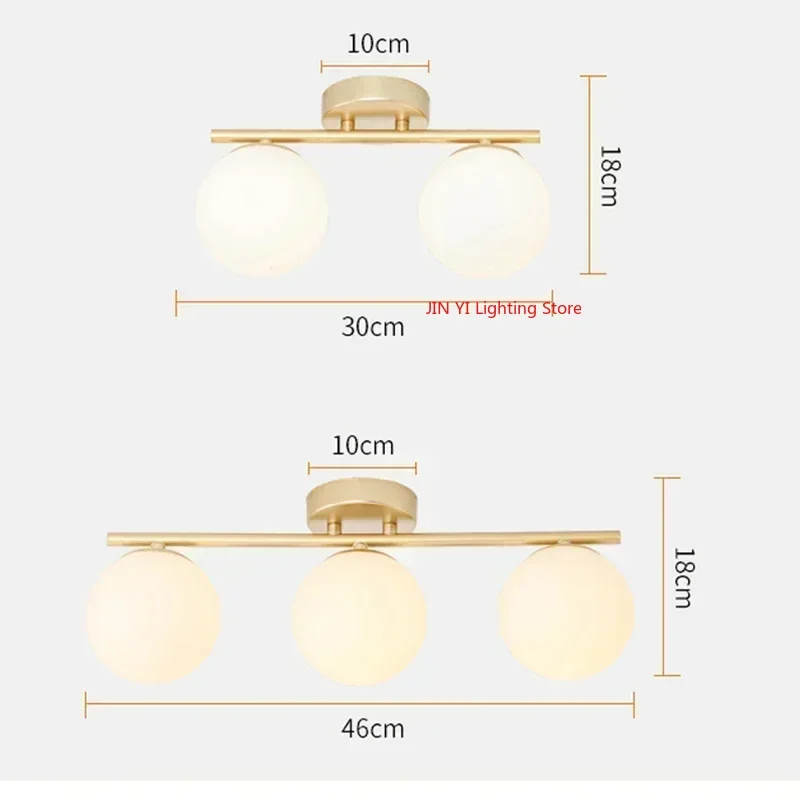 

Nordic Magic Bean Creative Milk White Glass Ball Golden Ceiling Light for Living Room Corridor Bedroom Lamp